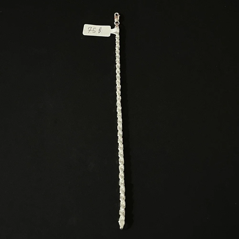 Esclava De Plata 925 Con Diseño Rope,Rope Design Silver Bracelet